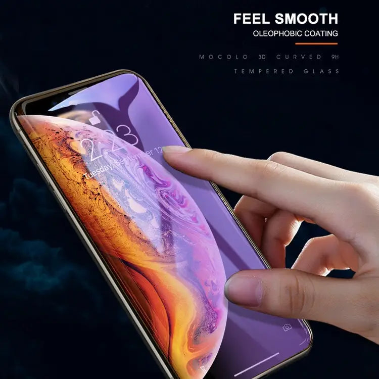 For iPhone 11 Pro / XS / X mocolo 0.33mm 9H 3D Round Edge Anti Blue-ray Tempered Glass Film - iPhone XS / X