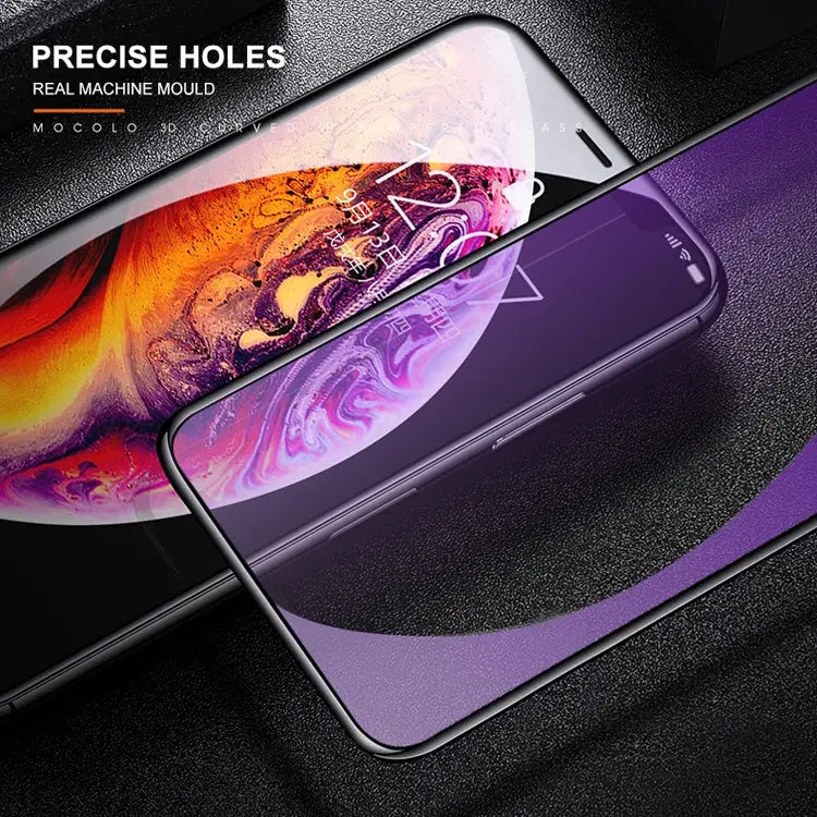 For iPhone 11 Pro / XS / X mocolo 0.33mm 9H 3D Round Edge Anti Blue-ray Tempered Glass Film - iPhone XS / X