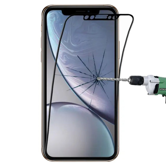 For iPhone 11 / XR 0.1mm 9H Full Screen Flexible Fiber Tempered Glass Film - For iPhone 11 / XR Black / Black