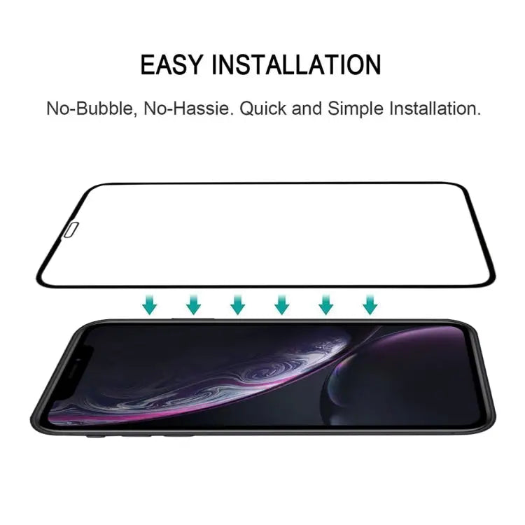 For iPhone 11 / XR Full Glue Silk Print Full Screen Tempered Glass Film - For XR (1 PCS) Black