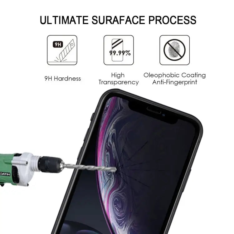 For iPhone 11 / XR Full Glue Silk Print Full Screen Tempered Glass Film - For XR (1 PCS) Black