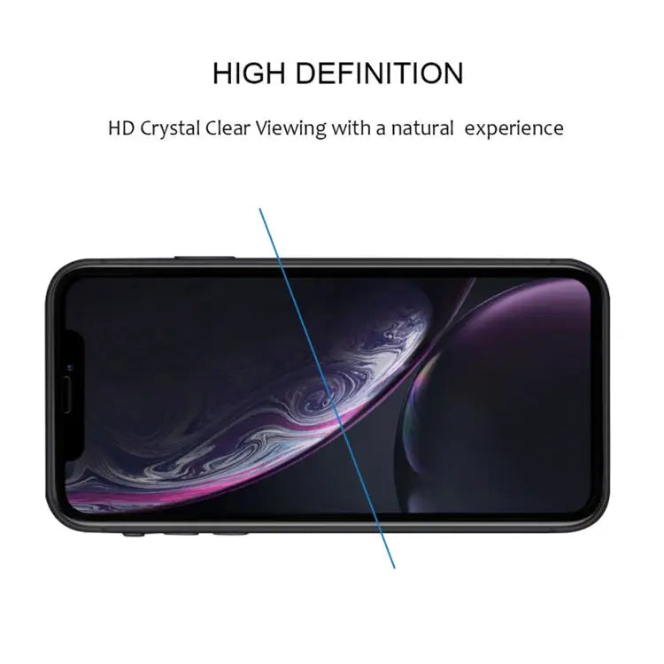 For iPhone 11 / XR Full Glue Silk Print Full Screen Tempered Glass Film - For XR (1 PCS) Black