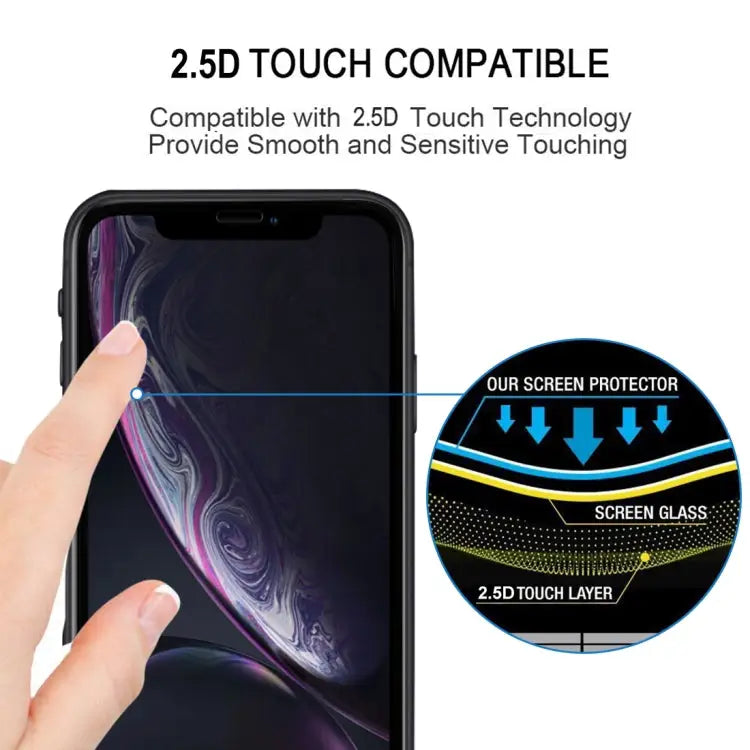 For iPhone 11 / XR Full Glue Silk Print Full Screen Tempered Glass Film - For XR (1 PCS) Black