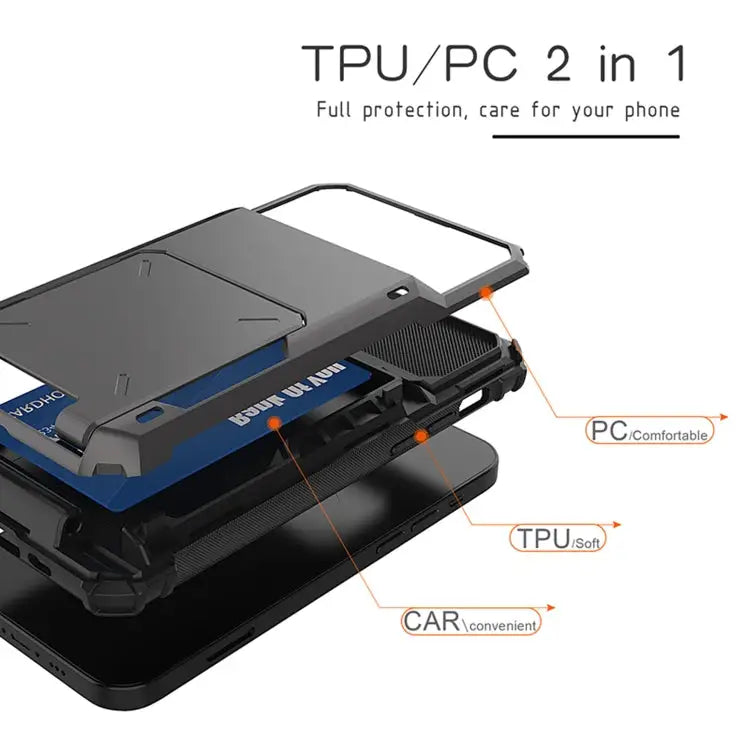 For iPhone 12 Pro / 12 Max Scratch-Resistant Shockproof Heavy Duty Rugged Armor Protective Case with Card Solt