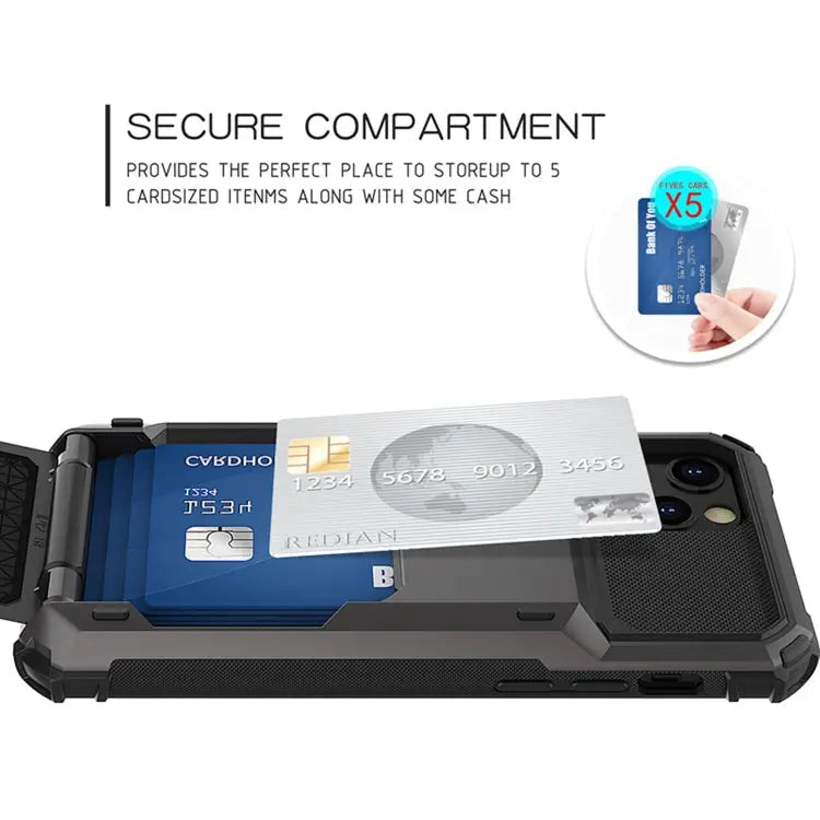 For iPhone 12 Pro / 12 Max Scratch-Resistant Shockproof Heavy Duty Rugged Armor Protective Case with Card Solt