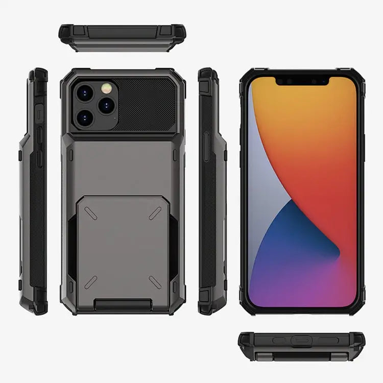For iPhone 12 Pro / 12 Max Scratch-Resistant Shockproof Heavy Duty Rugged Armor Protective Case with Card Solt