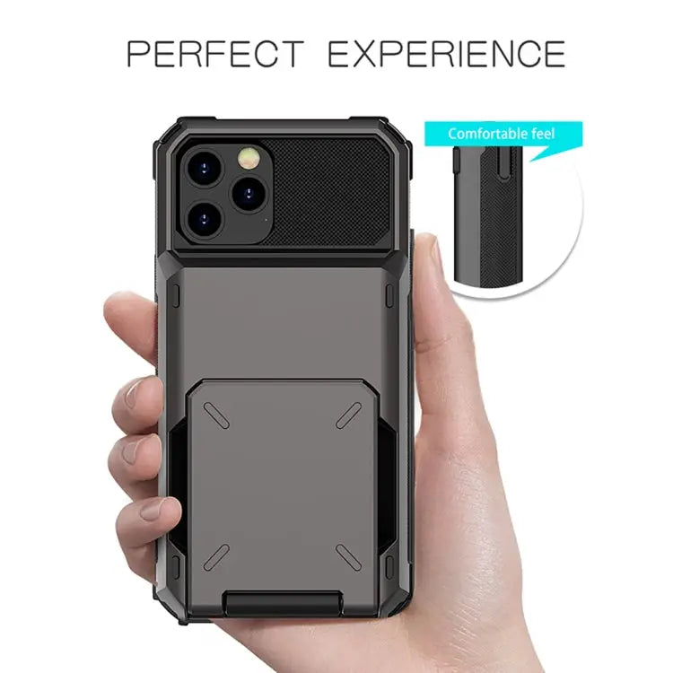 For iPhone 12 Pro / 12 Max Scratch-Resistant Shockproof Heavy Duty Rugged Armor Protective Case with Card Solt