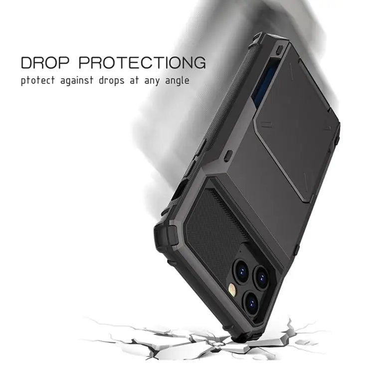 For iPhone 12 Scratch-Resistant Shockproof Heavy Duty Rugged Armor Protective Case with Card Slot For iPhone 12 mini