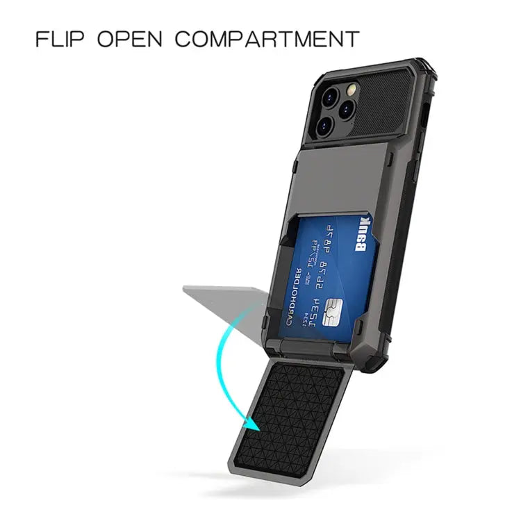 For iPhone 12 Scratch-Resistant Shockproof Heavy Duty Rugged Armor Protective Case with Card Slot For iPhone 12 mini