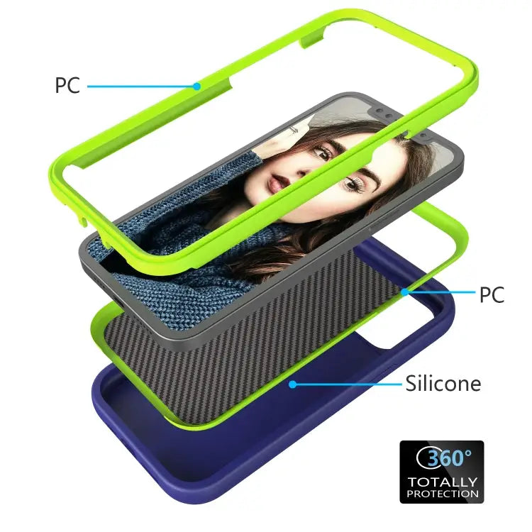 For iPhone 12 Wave Pattern 3 in 1 Silicone + PC Shockproof Protective Case For iPhone 12 mini - Apple Accessories