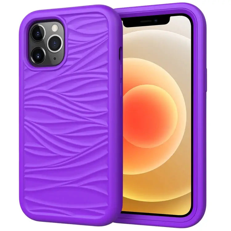 For iPhone 12 Wave Pattern 3 in 1 Silicone + PC Shockproof Protective Case For iPhone 12 mini - For iPhone 12 mini