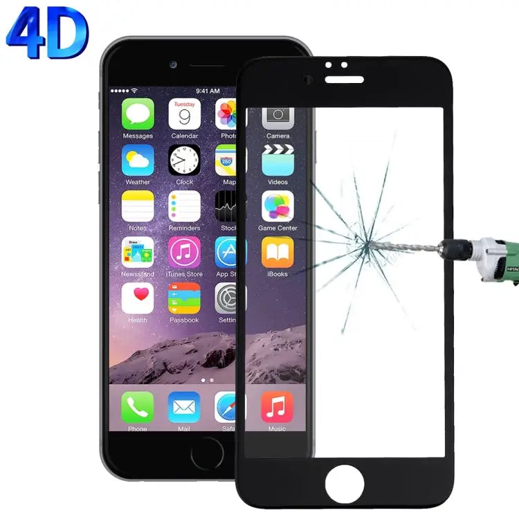 For iPhone 6 & 6s 0.26mm 9H Surface Hardness 4D Curverd Arc Explosion-proof HD Silk-screen Tempered Glass Full Screen