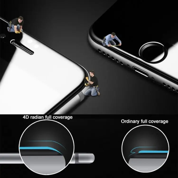 For iPhone 6 & 6s 0.26mm 9H Surface Hardness 4D Curverd Arc Explosion-proof HD Silk-screen Tempered Glass Full Screen