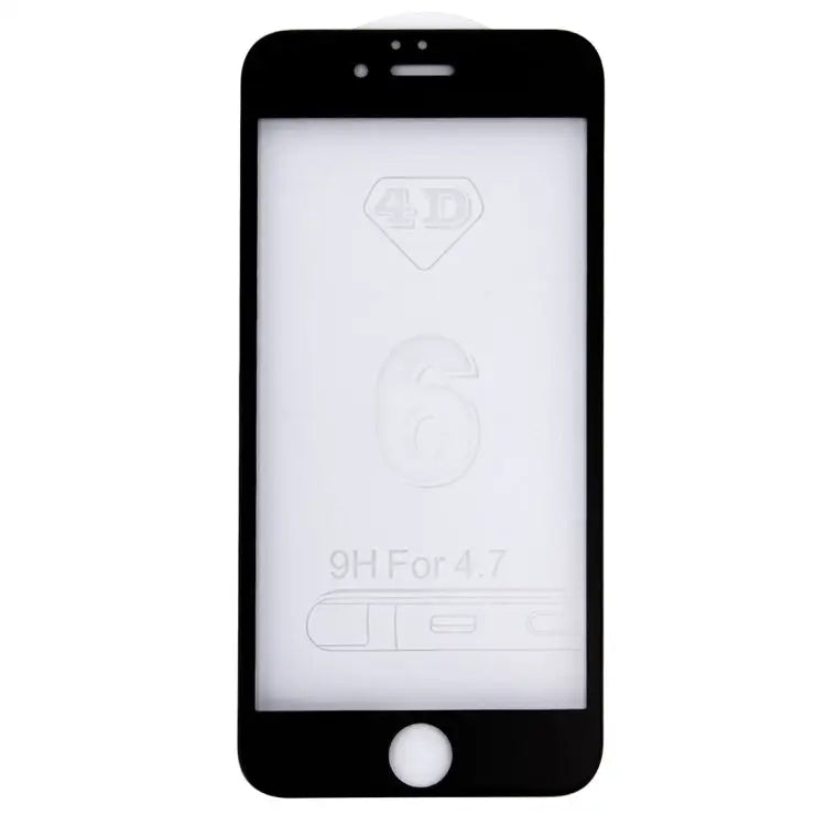 For iPhone 6 & 6s 0.26mm 9H Surface Hardness 4D Curverd Arc Explosion-proof HD Silk-screen Tempered Glass Full Screen