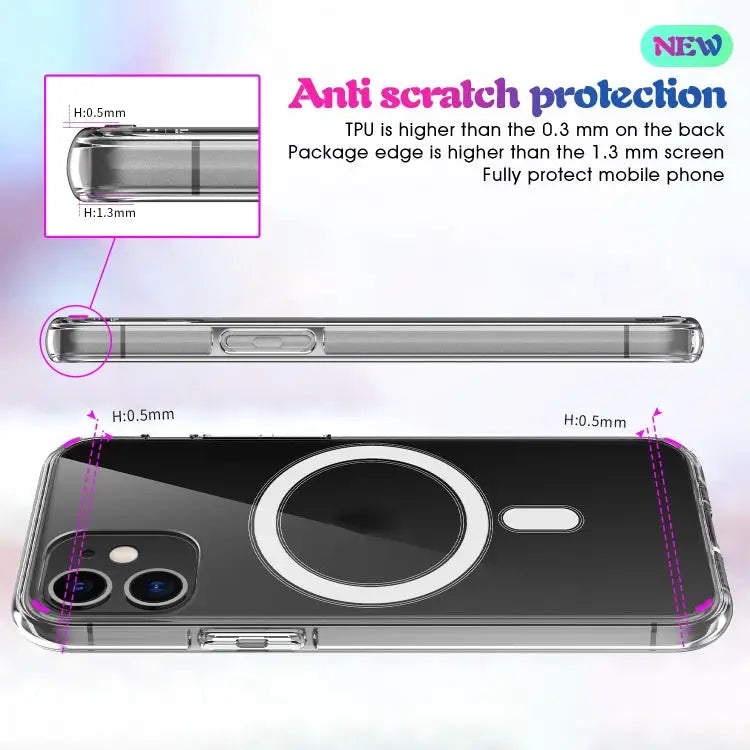 For iPhone 7 Plus / 8 Plus Magsafe Case Simple Magnetic Ring All-inclusive Clear Crystal Acrylic PC +TPU Shockproof