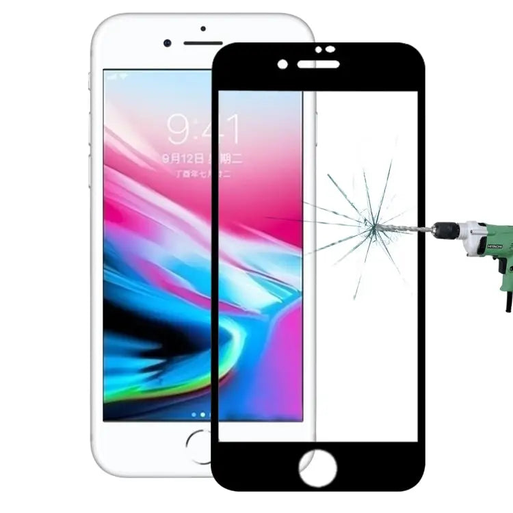 For iPhone 8 Plus 0.26mm 9H Surface Hardness 3D Explosion-proof Full Screen Carbon Fiber Soft Edges Tempered Glass