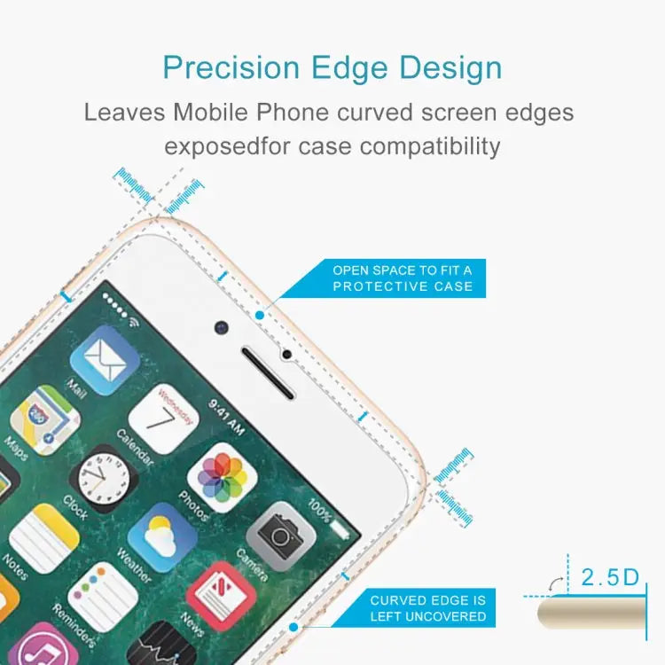 For iPhone 8 Plus & iPhone 7 Plus 0.26mm 9H Surface Hardness 2.5D Explosion-proof Tempered Glass Non-full Screen Film