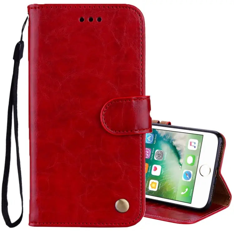 For iPhone 8 Plus & 7 Plus Business Style Oil Wax Texture Horizontal Flip Leather Case with Holder & Card Slots &