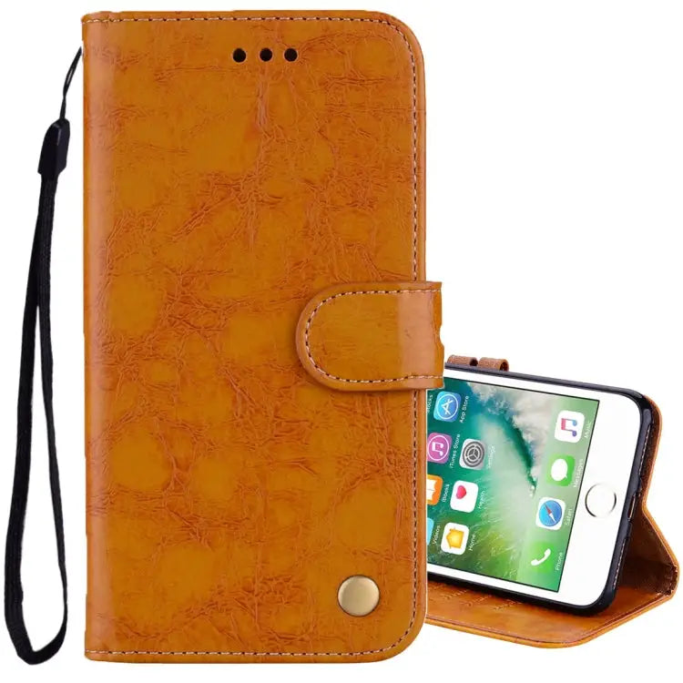 For iPhone 8 Plus & 7 Plus Business Style Oil Wax Texture Horizontal Flip Leather Case with Holder & Card Slots &