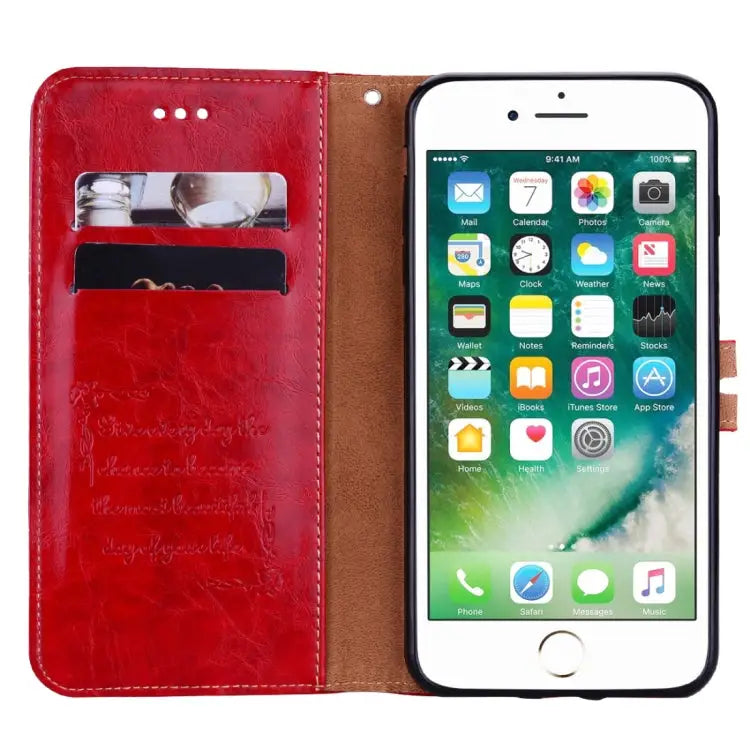 For iPhone 8 Plus & 7 Plus Business Style Oil Wax Texture Horizontal Flip Leather Case with Holder & Card Slots & Wallet