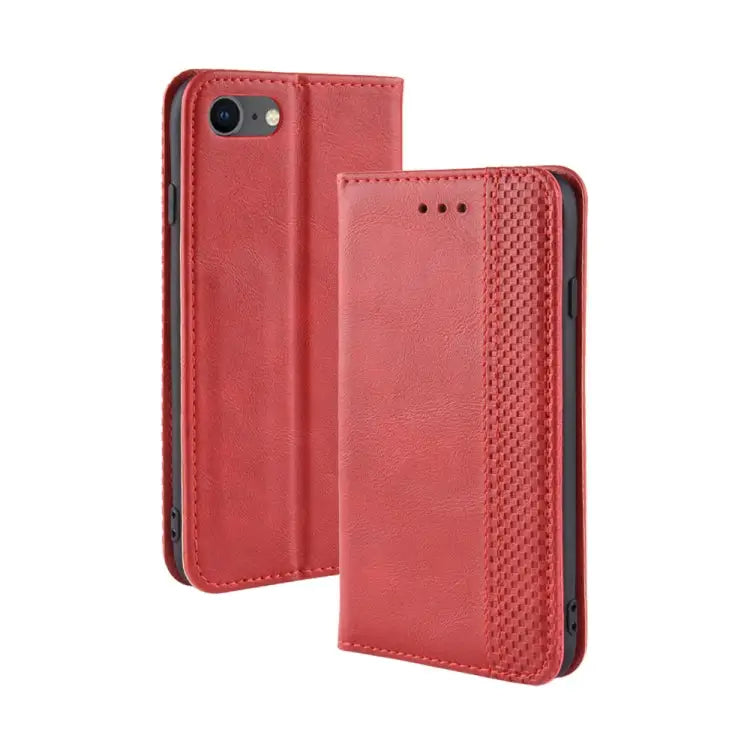 For iPhone SE (2020) Magnetic Buckle Retro Crazy Horse Texture Horizontal Flip Leather Case with Holder & Card Slots &