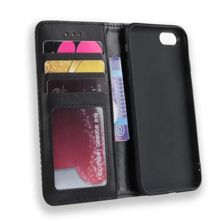 For iPhone SE (2020) Magnetic Buckle Retro Crazy Horse Texture Horizontal Flip Leather Case with Holder & Card Slots &