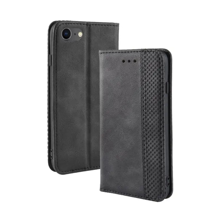 For iPhone SE (2020) Magnetic Buckle Retro Crazy Horse Texture Horizontal Flip Leather Case with Holder & Card Slots &