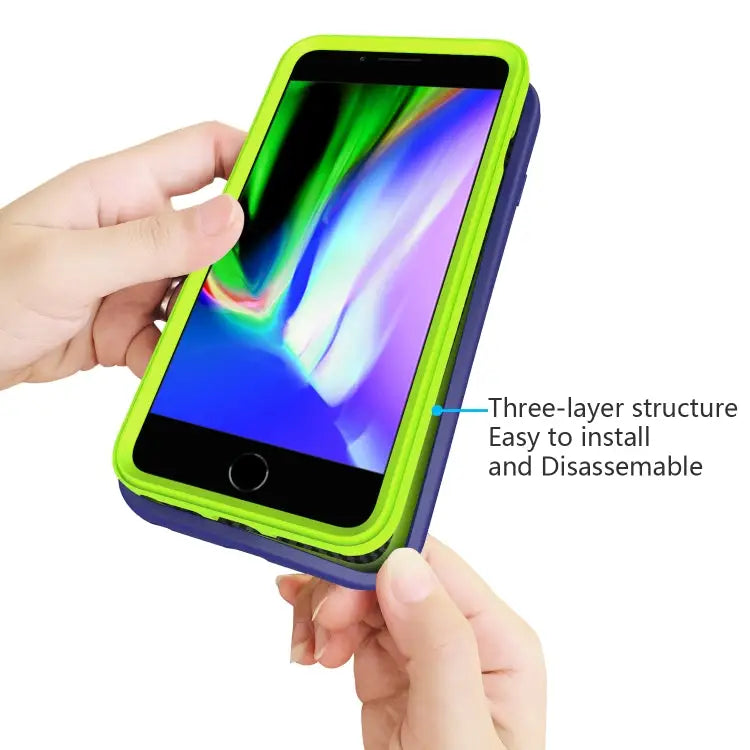 For iPhone SE（2020） Wave Pattern 3 in 1 Silicone + PC Shockproof Protective Case - Apple Accessories