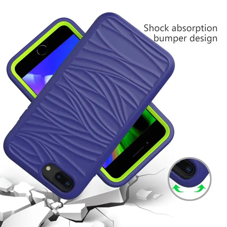 For iPhone SE（2020） Wave Pattern 3 in 1 Silicone + PC Shockproof Protective Case - Apple Accessories