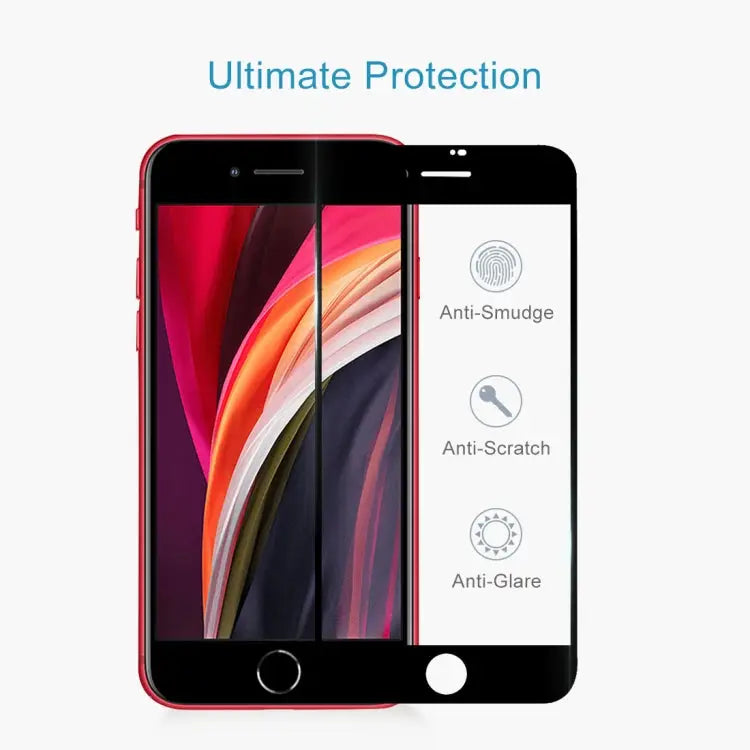 For iPhone SE 2022 / 2020 Full Screen Large Arc Edge High Aluminum Tempered Glass Film - 1pcs