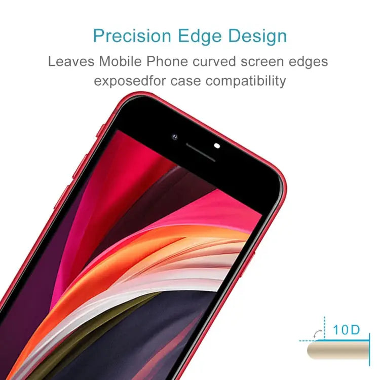 For iPhone SE 2022 / 2020 Full Screen Large Arc Edge High Aluminum Tempered Glass Film - 1pcs