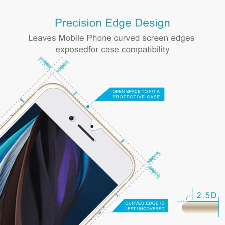 For iPhone SE 2022 / SE 2020 Large Arc EdgeTempered Glass Film - 1pcs
