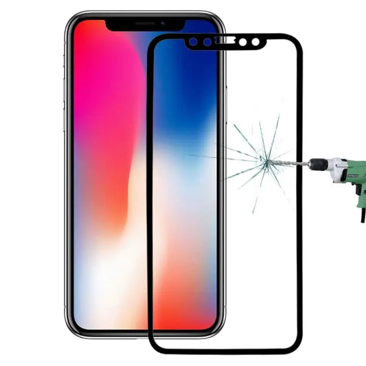 For iPhone X 0.26mm 9H Surface Hardness 3D Explosion-proof Full Screen Carbon Fiber Soft Edges Tempered Glass Screen