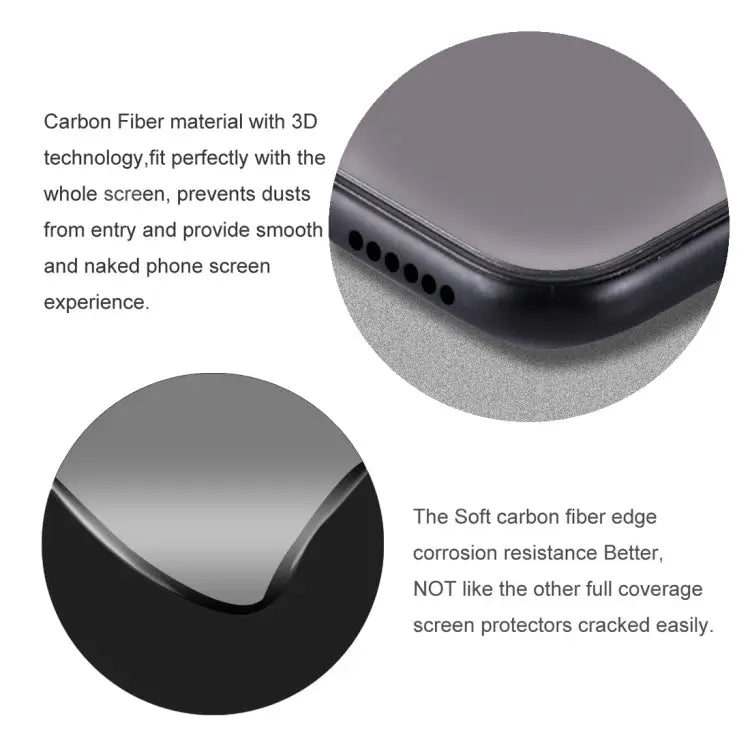 For iPhone X 0.26mm 9H Surface Hardness 3D Explosion-proof Full Screen Carbon Fiber Soft Edges Tempered Glass Screen