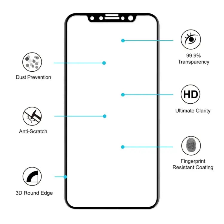 For iPhone X ENKAY Hat-Prince 0.26mm 9H Surface Hardness 3D Explosion-proof Full Screen Curved Heat Bending Tempered