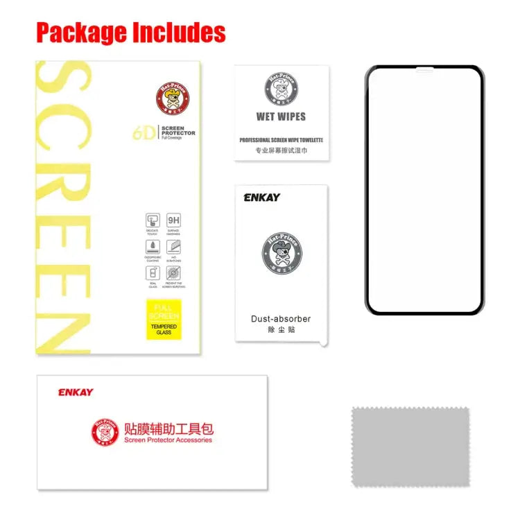 For iPhone X ENKAY Hat-Prince 0.26mm 9H Surface Hardness 6D Curved Edge Full Screen Tempered Glass Film - For X (6D)