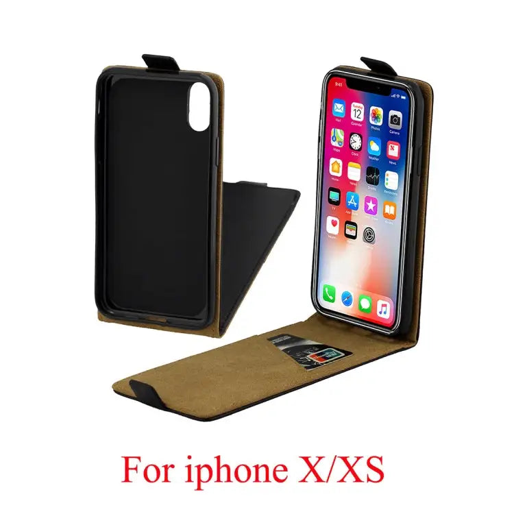 For iPhone X / XS Business Style Vertical Flip TPU Leather Case with Card Slot - For X / XS