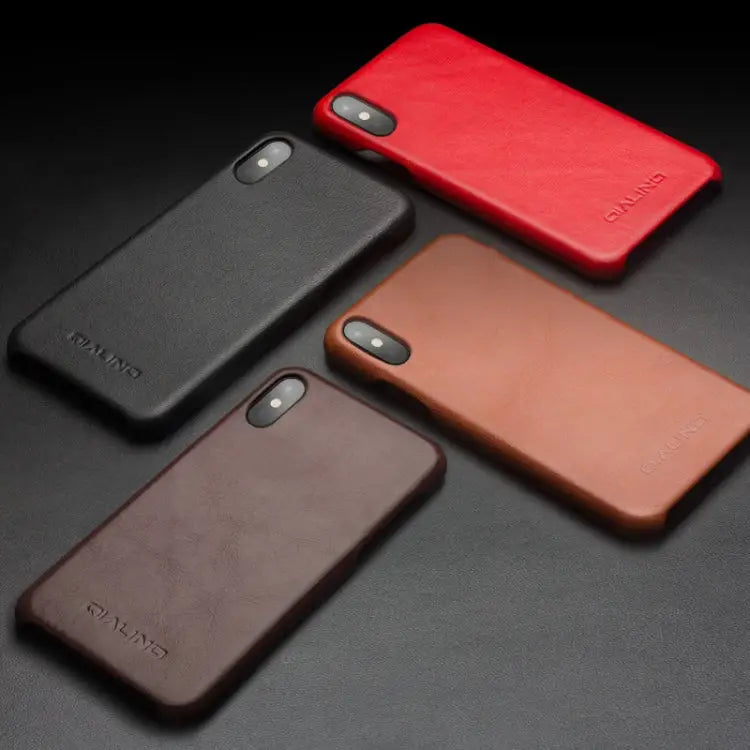 For iPhone X / XS QIALINO Shockproof Cowhide Leather Protective Case - Apple Accessories