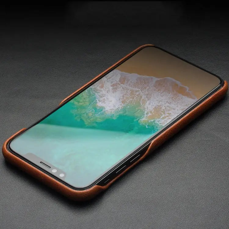 For iPhone X / XS QIALINO Shockproof Cowhide Leather Protective Case - Apple Accessories