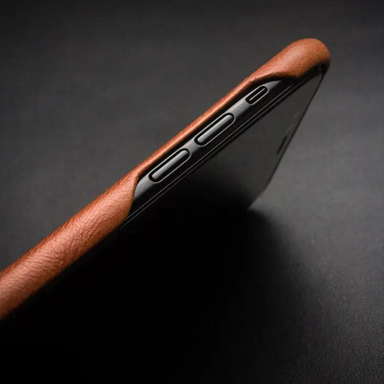 For iPhone X / XS QIALINO Shockproof Cowhide Leather Protective Case - Apple Accessories
