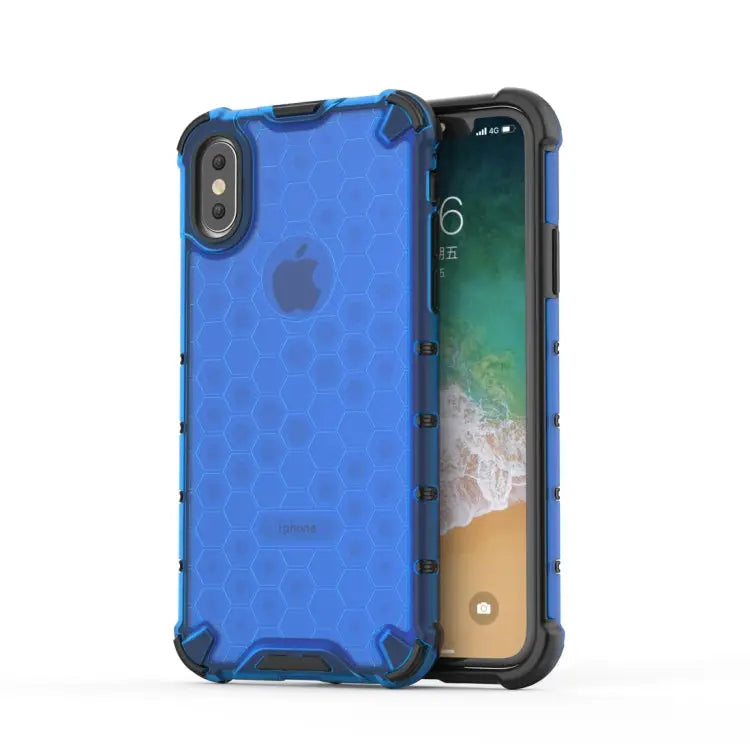 For iPhone X / XS Shockproof Honeycomb PC + TPU Protective Case - For iPhone X / XS / Blue