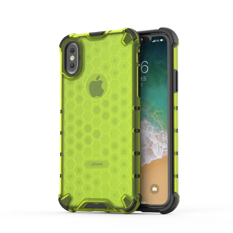 For iPhone X / XS Shockproof Honeycomb PC + TPU Protective Case - For iPhone X / XS / Green