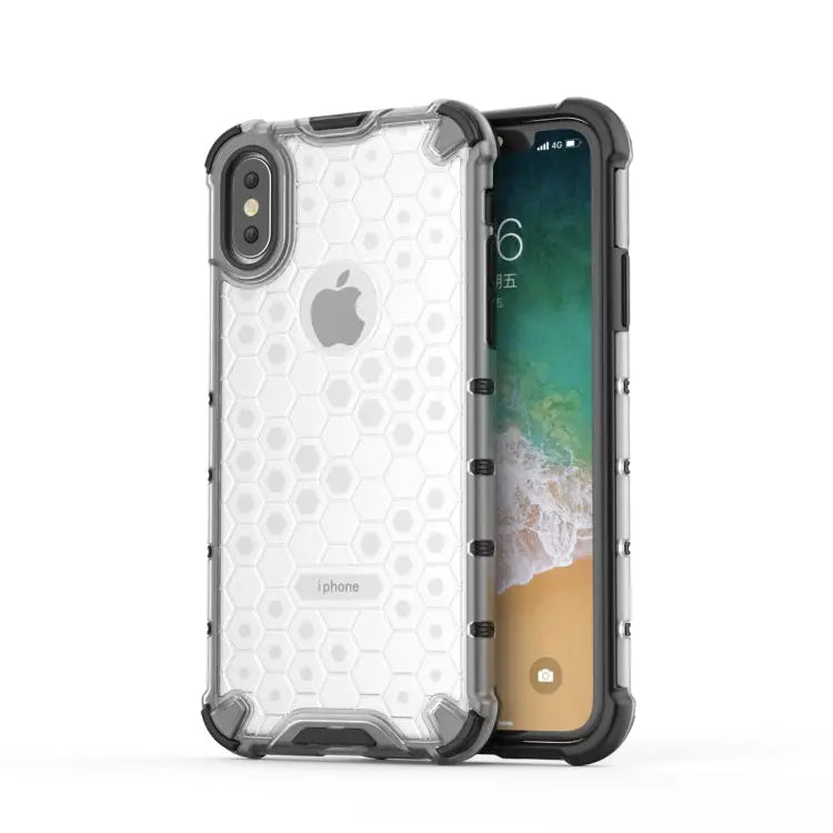 For iPhone X / XS Shockproof Honeycomb PC + TPU Protective Case - For iPhone X / XS / Grey