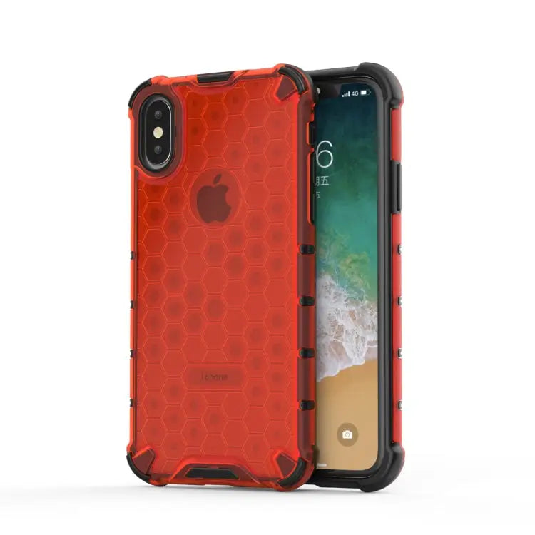 For iPhone X / XS Shockproof Honeycomb PC + TPU Protective Case - For iPhone X / XS / Red