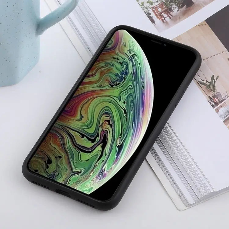 For iPhone X / XS Shockproof Solid Color Liquid Silicone Feel TPU Case - iPhone XS / X / Black