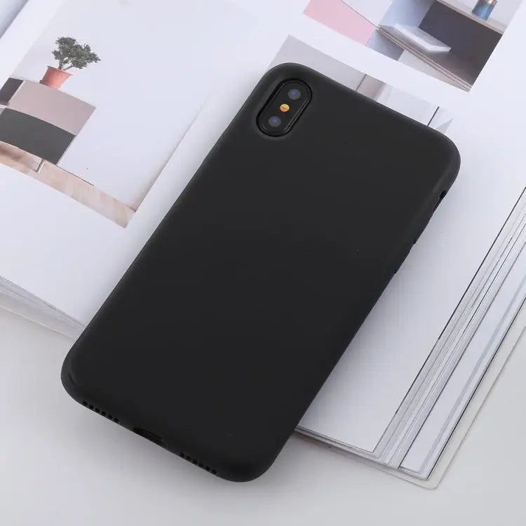 For iPhone X / XS Shockproof Solid Color Liquid Silicone Feel TPU Case - iPhone XS / X / Black