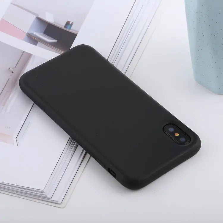 For iPhone X / XS Shockproof Solid Color Liquid Silicone Feel TPU Case - iPhone XS / X / Black
