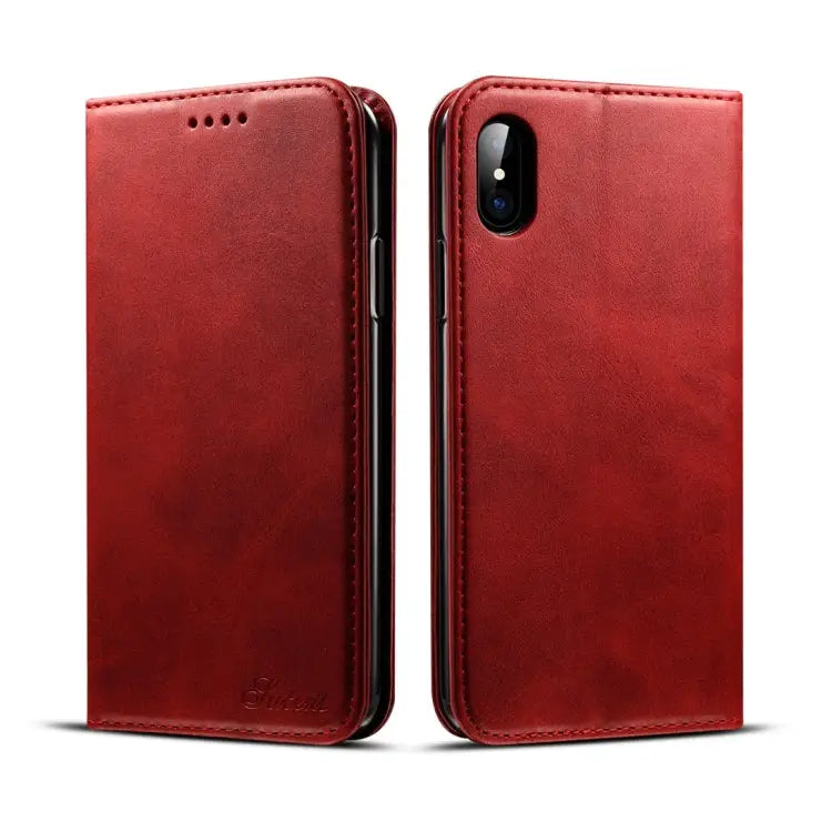 For iPhone X / XS Suteni Calf Texture Horizontal Flip Leather Case with Holder & Card Slots & Wallet - iPhone X / XS