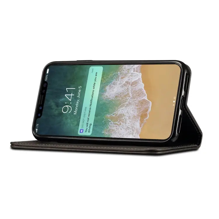 For iPhone X / XS Suteni Calf Texture Horizontal Flip Leather Case with Holder & Card Slots & Wallet