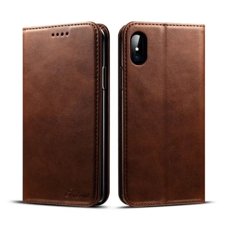 For iPhone X / XS Suteni Calf Texture Horizontal Flip Leather Case with Holder & Card Slots & Wallet - iPhone X / XS